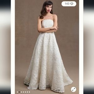 BHLDN Alanna floral lace strapless wedding ballgown